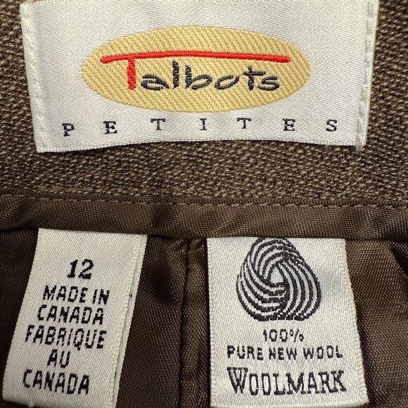 Women's TALBOTS Pure Wool Brown Straight Leg High Rise Lined Pants- Size 12 - Picture 8 of 11